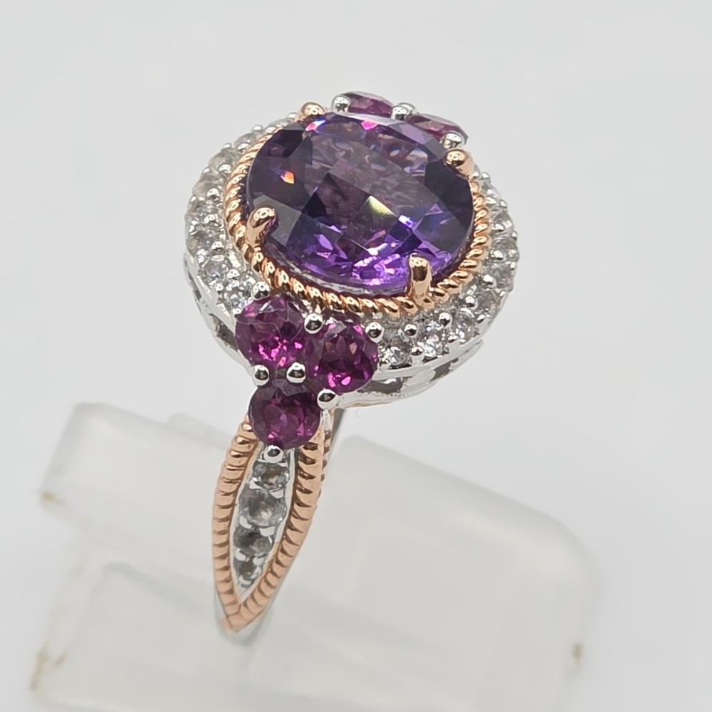 Glorious Victoria Wieck  African Amethyst And Rhodolite Garnet Ring - Picture 4 of 10